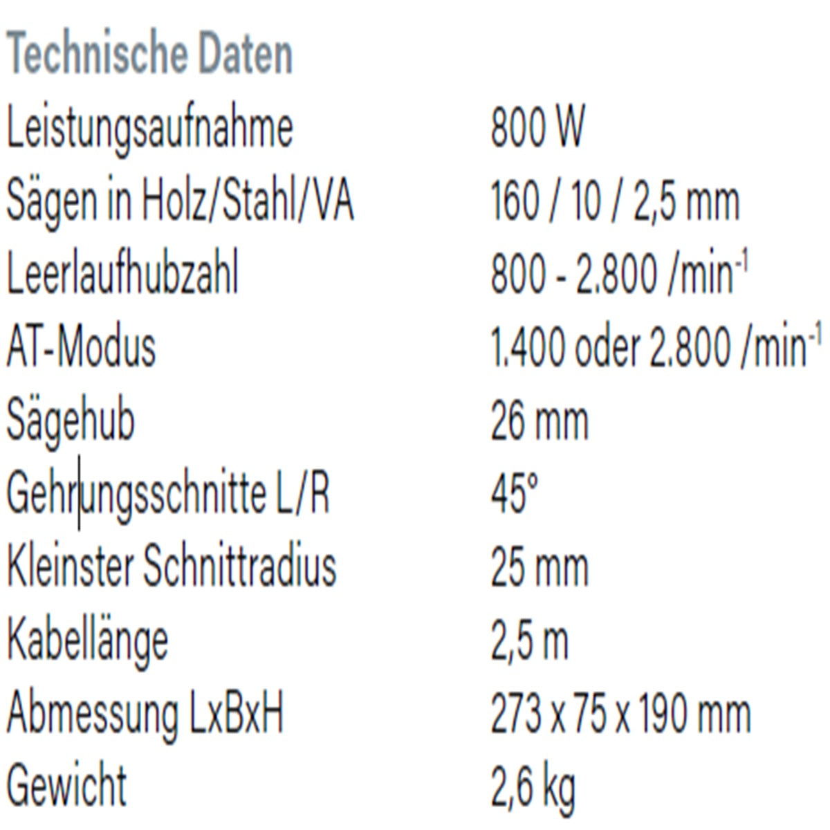 Datenblatt Hikoki CJ160VA bei SicherFest.de