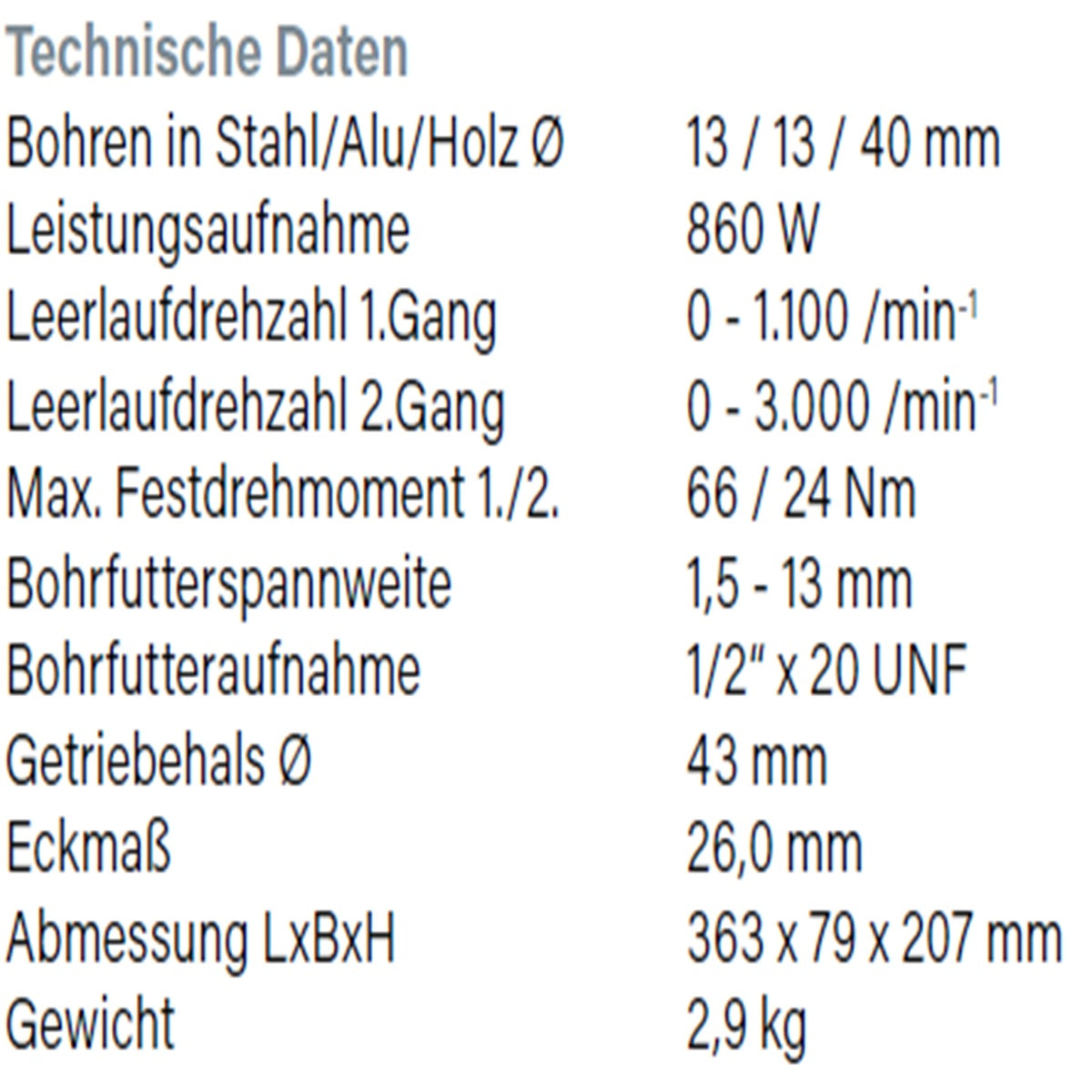 Datenblatt Hikoki D13VL bei SicherFest.de