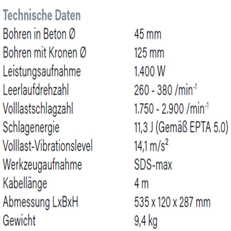 Datenblatt Hikoki DH45MA bei SicherFest.de
