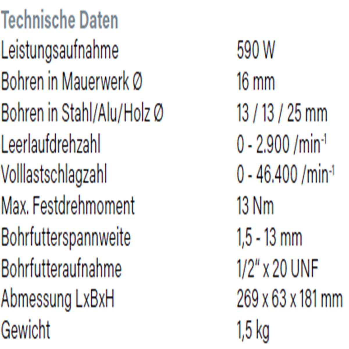 Datenblatt Hikoki DV16V bei SicherFest.de