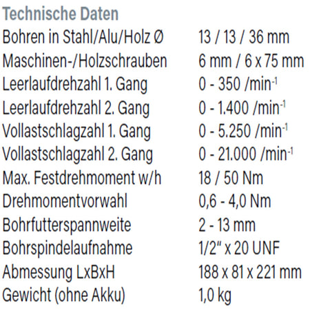 Datenblatt Hikoki DV18DA bei SicherFest.de