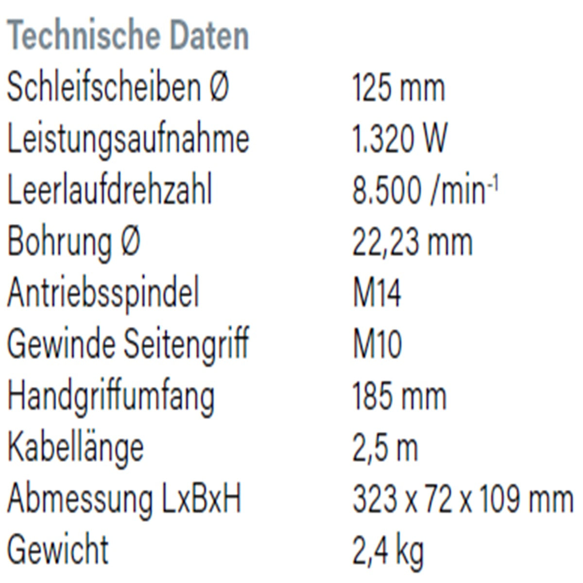 Datenblatt Hikoki G13BYEQ2 bei SicherFest.de