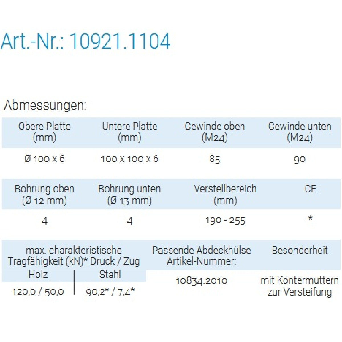 Datenblatt für Pitzl 10921.1104 bei SicherFest.de