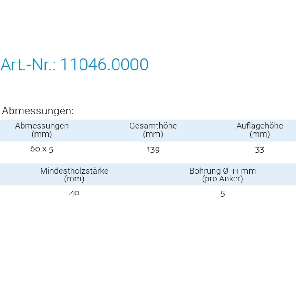 Datenblatt für Pitzl 11046.0000 bei SicherFest.de