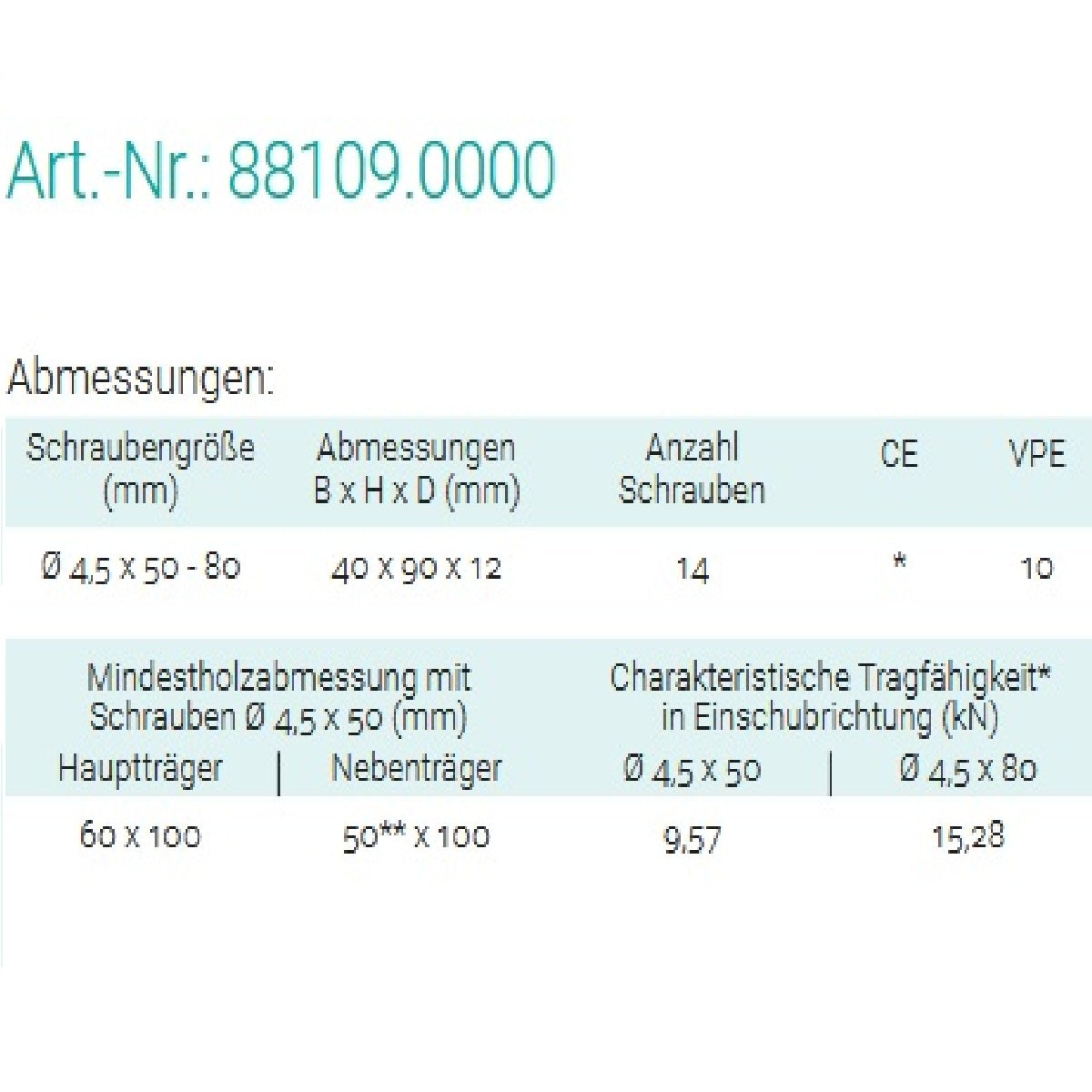 Datenblatt für Pitzl 88109.0000 bei SicherFest.de