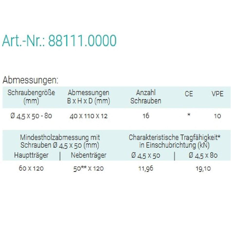 Datenblatt für Pitzl 88111.0000 bei SicherFest.de