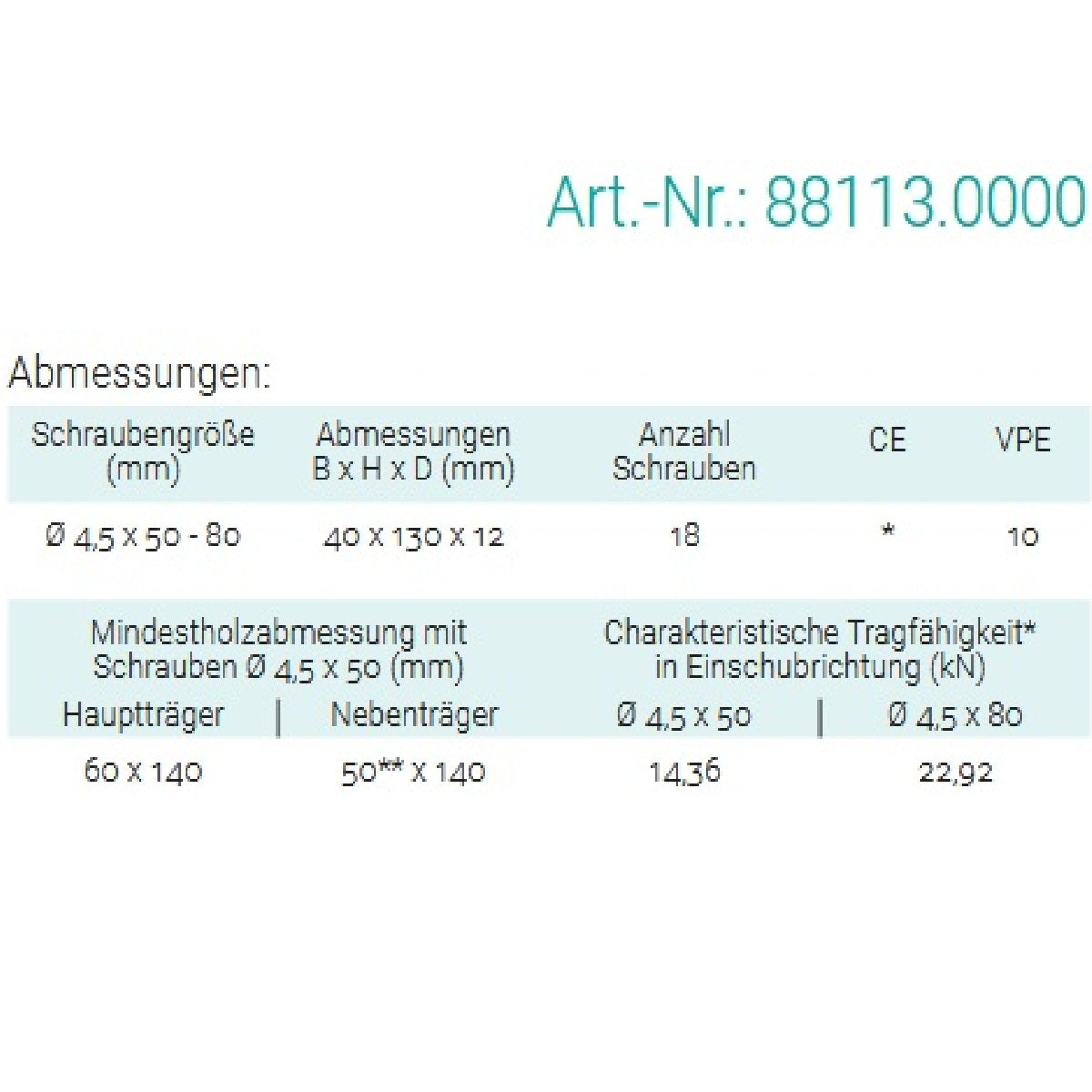 Datenblatt für Pitzl 88113.0000 bei SicherFest.de