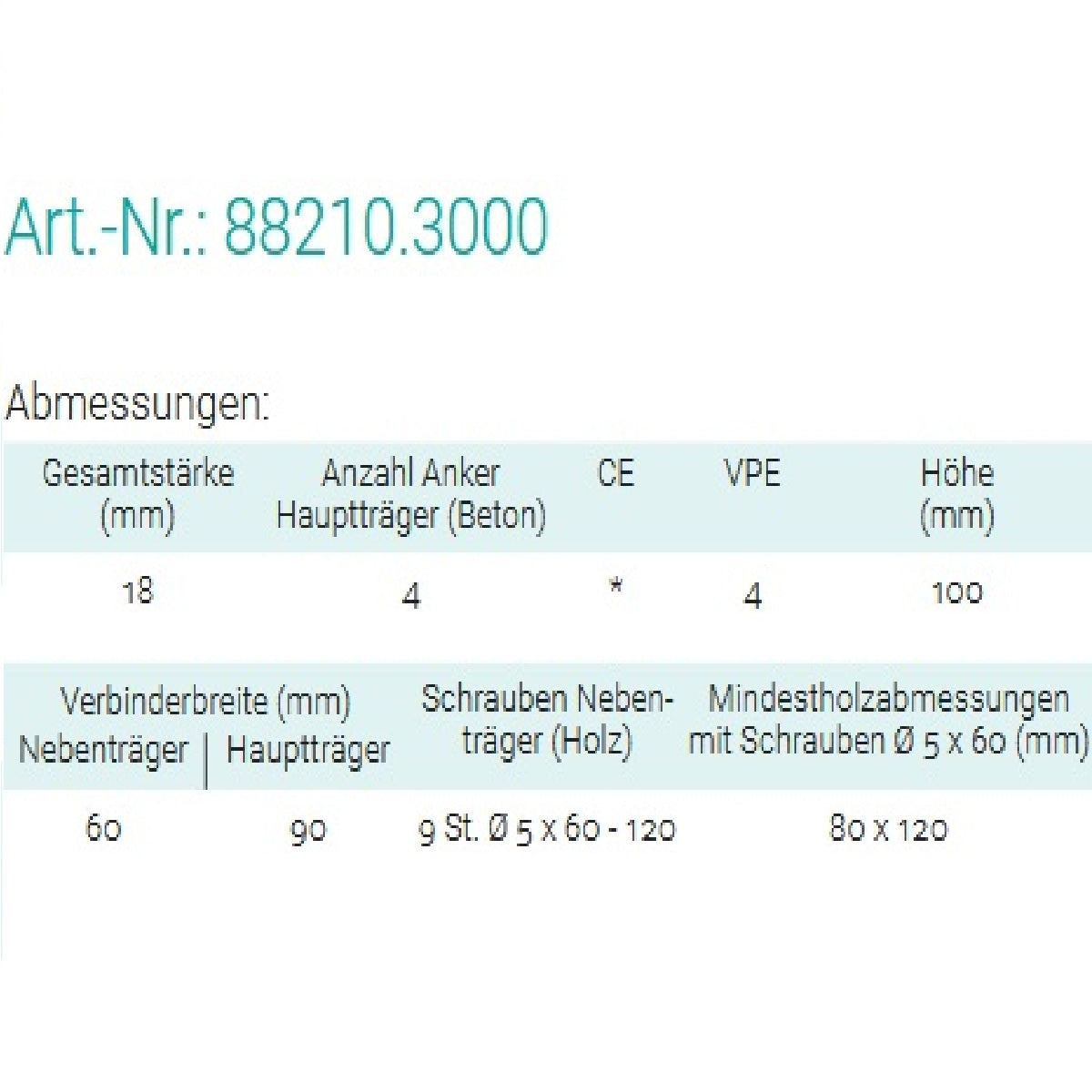 Datenblatt für Pitzl 88210.3000 bei SicherFest.de
