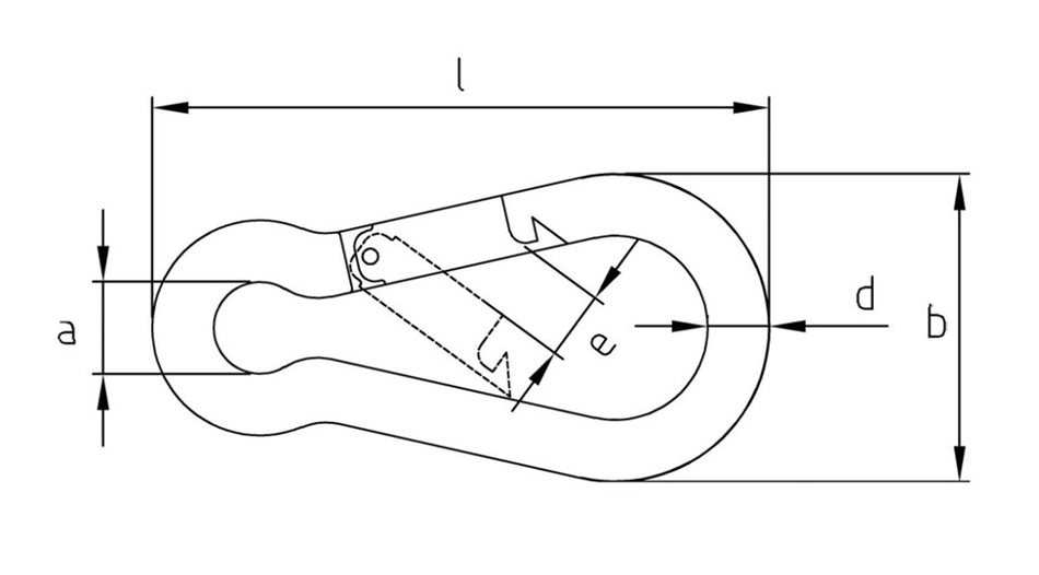 Zeichnung Karabiner Edelstahl bei SicherFest.de