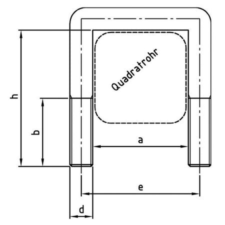 Zeichnung Quadratrohrbügel Edelstahl bei SicherFest.de